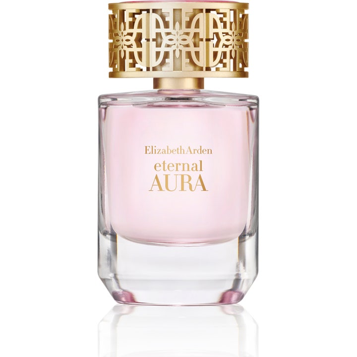 Elizabeth Arden Eternal Aura Eau de Parfum 30 ml parfym dam i en glasflaska med rosa vätska och mönstrat guldfärgat lock