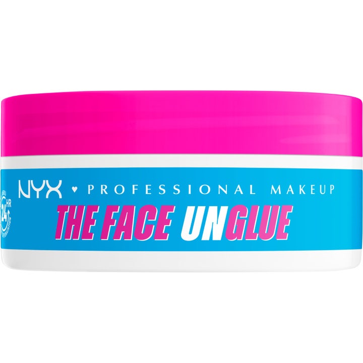 NYX Professional Makeup The Face Un-Glue återfuktande primer i vit burk med rosa lock och blå etikett