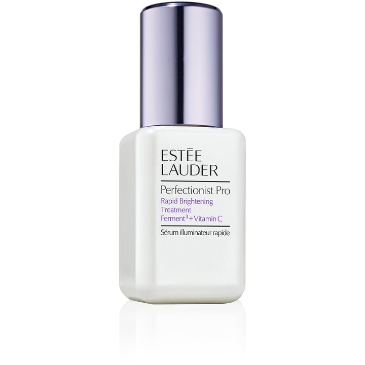 Estée Lauder Perfectionist Pro 30 ml fermenterat vitamin c serum för jämn hudton i vit pärlemorskimrande flaska.