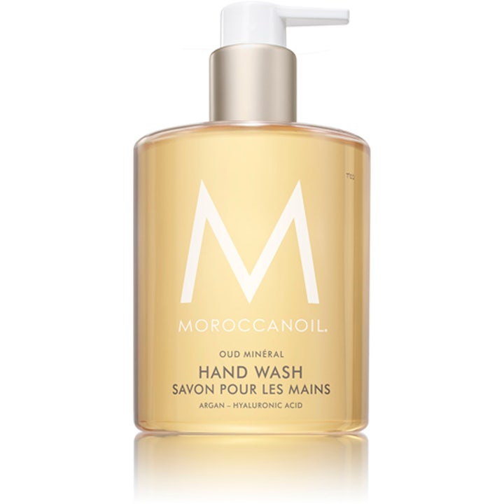 Moroccanoil Oud Minéral Hand Wash 360 ml återfuktande handtvål med arganolja i bärnstensfärgad flaska med vit pump