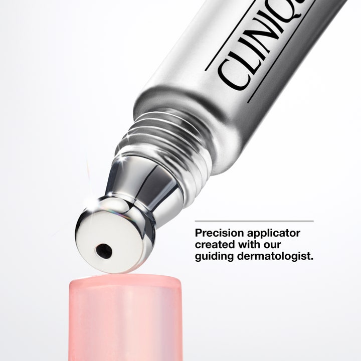 Clinique All About Eyes Brightening Serum 10 ml med svalkande precisionsapplikator i metall för lyster.