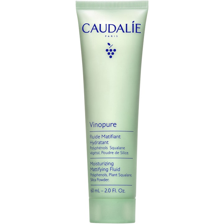 Caudalie Vinopure Moisturizing Mattifying Fluid 60 ml mattande ansiktskräm i ljusgrön tub mot glansig hy