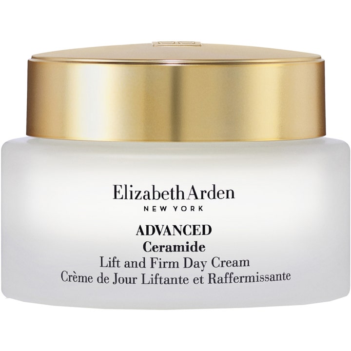 Elizabeth Arden Advanced Ceramide Day Cream uppstramande ceramider dagkräm i burk av frostat glas med guldfärgat lock