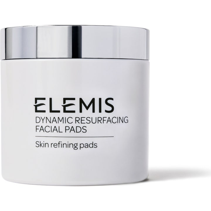 Elemis Dynamic Resurfacing Pads 60 st enzym exfoliering för ansiktsförnyelse i vit burk med silverlock