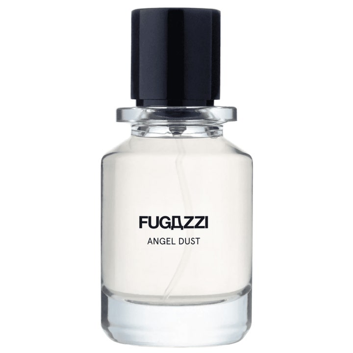 Fugazzi Angel Dust Extrait de Parfum 50 ml parfym i elegant klar glasflaska med svart lock och genomskinlig vätska