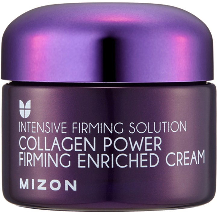 Mizon Collagen Power Firming Enriched Cream 50ml ansiktskräm med kollagen i en mörklila burk med matchande glansigt lock
