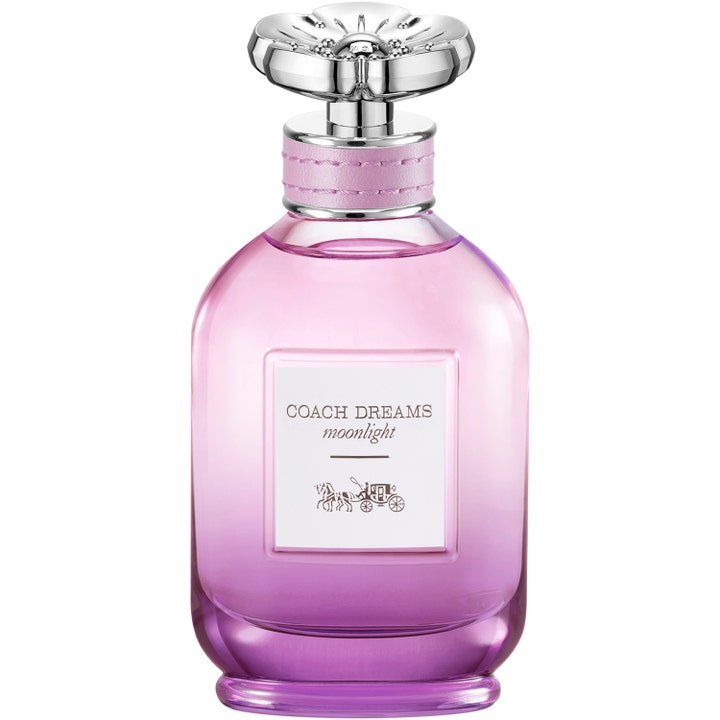 Coach Dreams Moonlight 60 ml blommig parfym för kvinnor i lila tonad glasflaska med ett silverlock format som en blomma