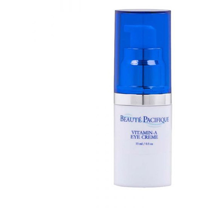 Beauté Pacifique Vitamin-A Eye Creme 15 ml fuktgivande retinol ögonkräm i vit pumpflaska med blått lock