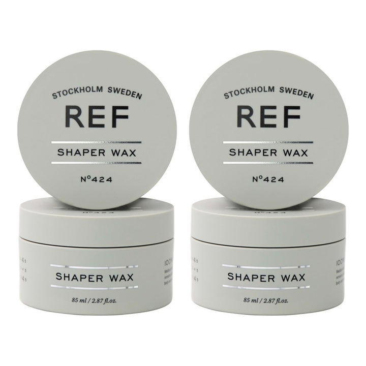 REF Stockholm Shaper Wax Duo 2 x 85 ml hårvax för textur i två ljusgrå runda plastburkar med ref stockholm 424