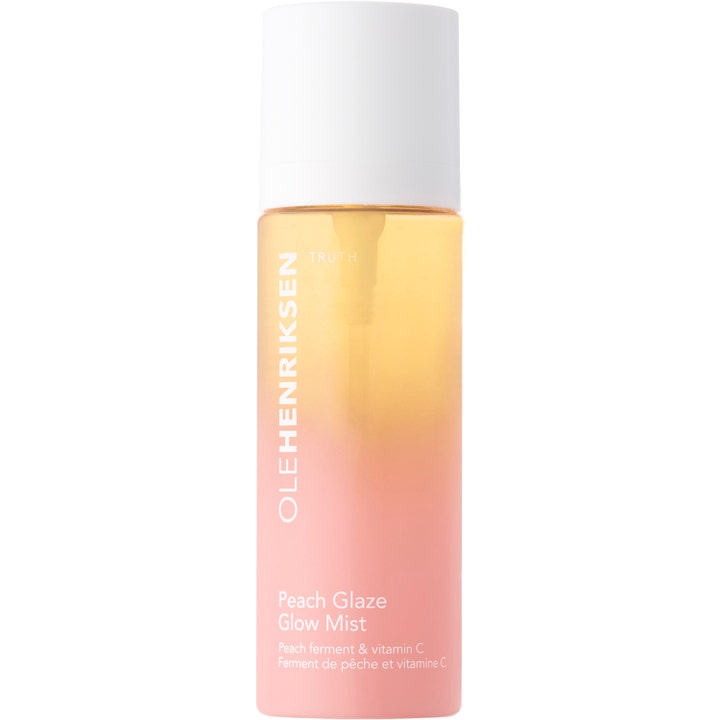 Ole Henriksen Peach Glaze Glow Mist 100 ml lystergivande ansiktsspray i tonad flaska med vitt lock