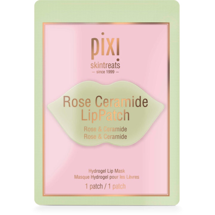 Pixi Rose Ceramide Lip Patch 1 st återfuktande läppmask med ceramider och rosextrakt i rosa och grön förpackning.