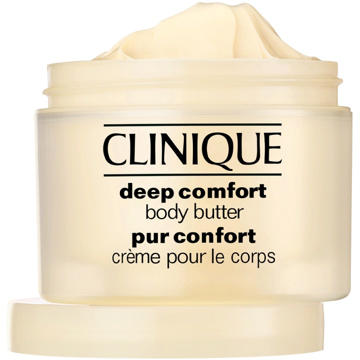 Clinique Deep Comfort Body Butter 200 ml återfuktande clinique kroppssmör i beige burk med fyllig krämig konsistens