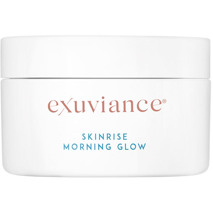 Exuviance SkinRise Morning Glow återfuktande ansiktskräm för daglig användning i vit burk som skapar lyster