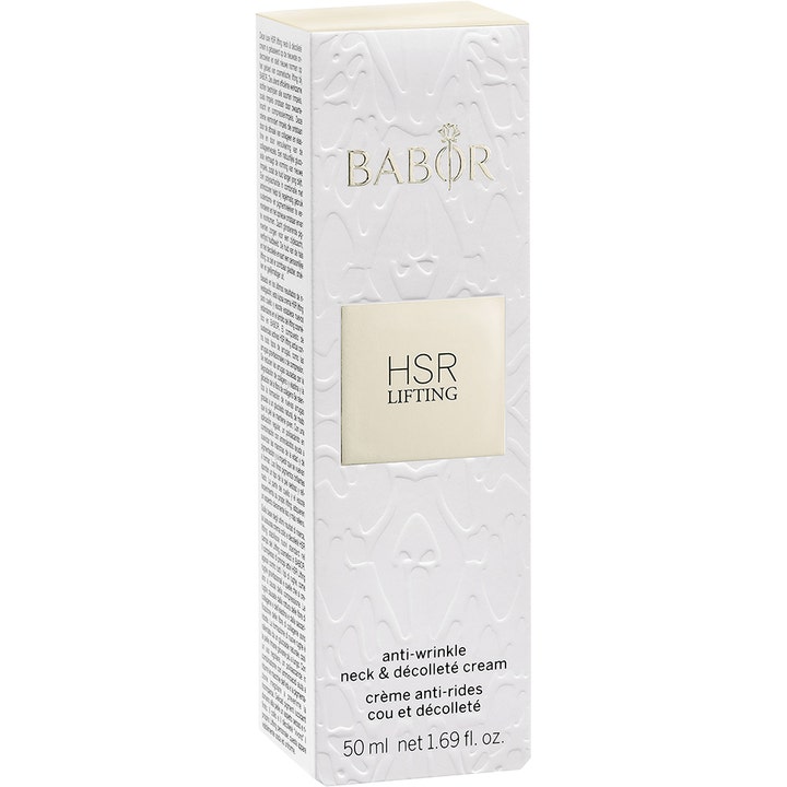 Babor HSR Lifting Neck & Decolleté Cream 50 ml ansiktslyftkräm för hals och dekolletage i vit mönstrad kartong