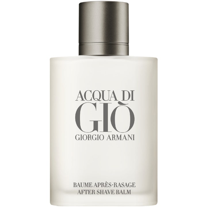 Armani Acqua Di Gio After Shave Balm lugnande rakbalsam i en flaska av frostat glas med grått lock