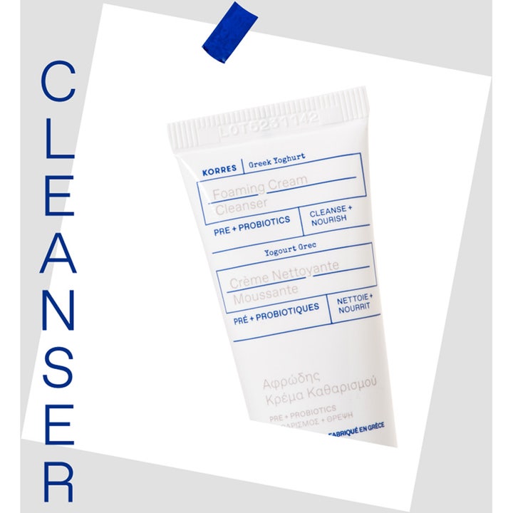 KORRES Greek Yoghurt Foaming Cream Cleanser 150 ml närande rengöringsskum med grekisk yoghurt probiotika i vit tub