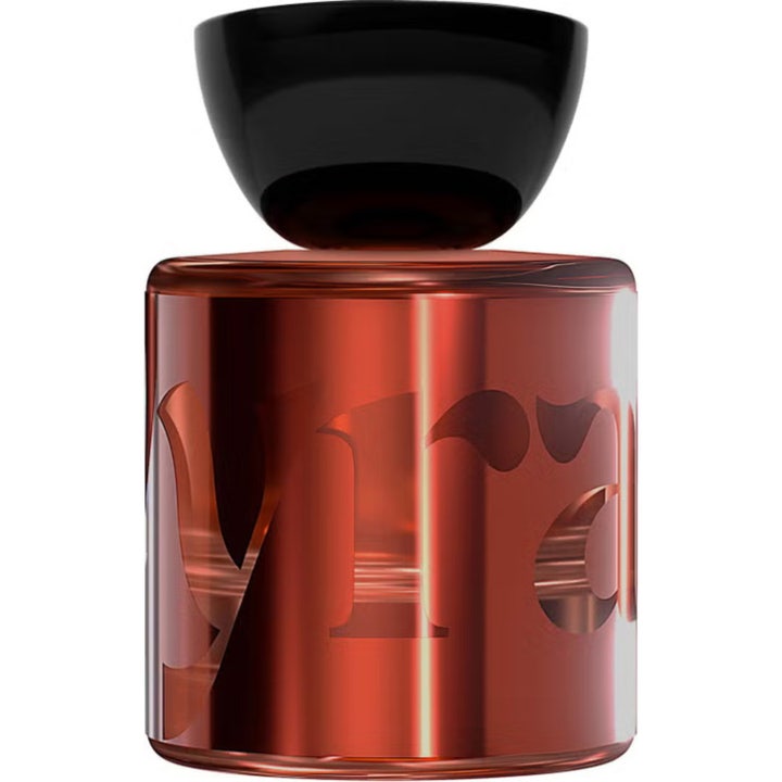 Vyrao Mamajuju Eau De Parfum 50 ml parfym i en cylindrisk rödbrun glasflaska med ett stort svart lock