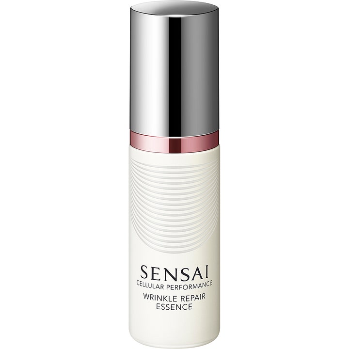 Sensai Cellular Performance Wrinkle Repair Essence 40ml ansiktsserum mot rynkor för ungdomshud i vit flaska med silverkork
