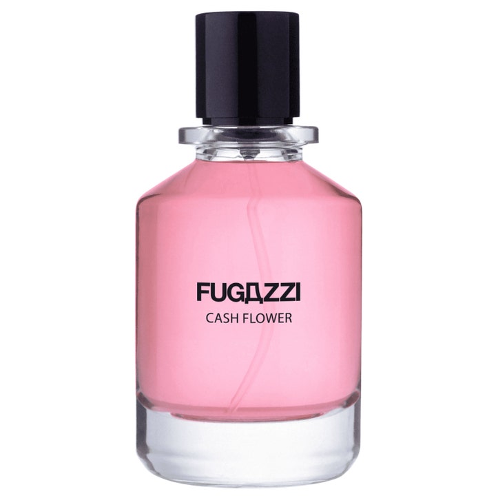 Fugazzi Cash Flower 100 ml unisex parfym ros i genomskinlig glasflaska med rosa vätska och svart kork