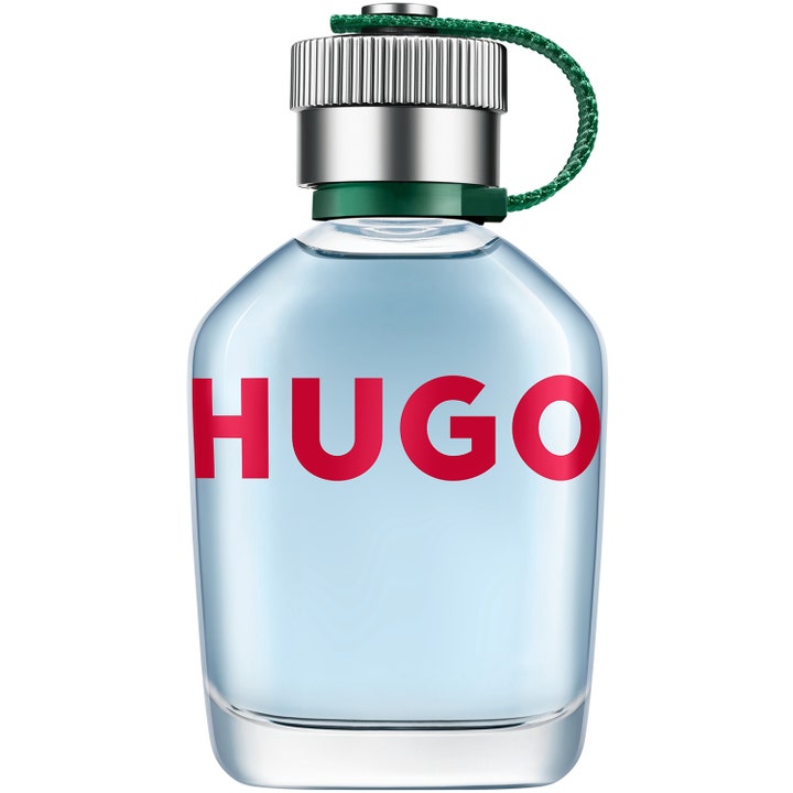 Hugo Boss Hugo Man 75 ml eau de toilette som ger fräschör i flaskformad glasflaska med röd text och grönt band