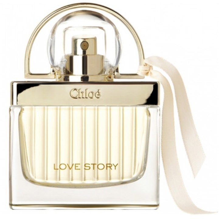 Chloé Love Story Eau de Parfum 30 ml blommig parfym i räfflad glasflaska med guldlock och ljusbeige band