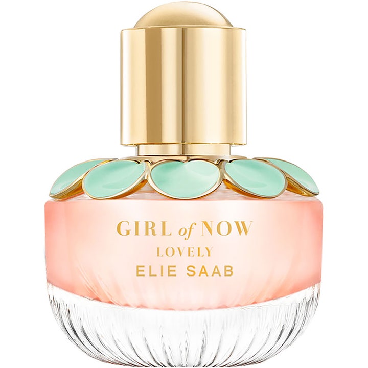 Elie Saab Girl Of Now Lovely 30 ml blommiga designer parfymer i rund flaska med guldlock och mintgröna kronblad