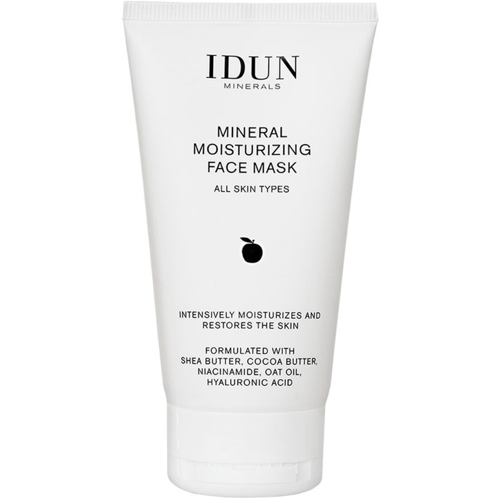 IDUN Minerals Mineral Moisturizing Face Mask mineralbaserad återfuktande ansiktsmask med havreolja i vit plasttub