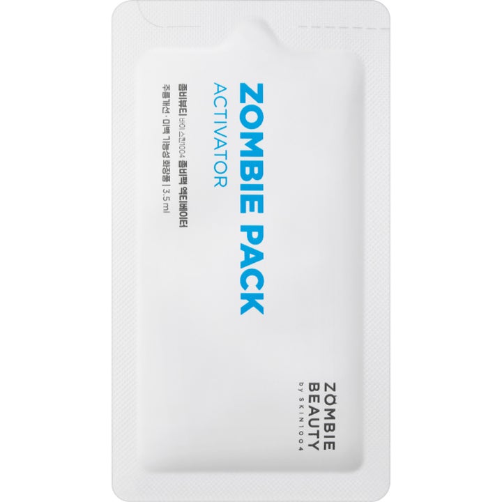 SKIN1004 Zombie Pack Activator 3.5 ml koreansk ansiktsmask aktivator för huduppstramning i vit sachet med blå text