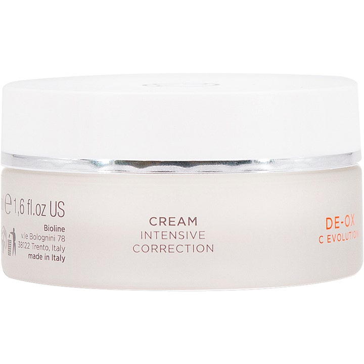 Bioline De-Ox C Evolution Cream 50 ml antioxidant ansiktskräm reparerande i burk av frostat glas med vitt lock