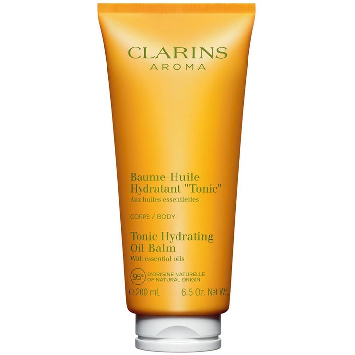 Clarins Aroma Tonic Hydrating Oil-Balm 200 ml återfuktande kroppsbalsam i orange tub med vitt lock