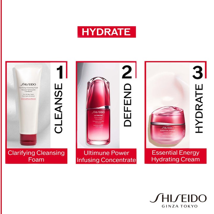 Shiseido Essential Energy Hydrating Day Cream 50 ml återfuktande dagkräm med spf 20 som steg tre i en hudvårdsrutin.