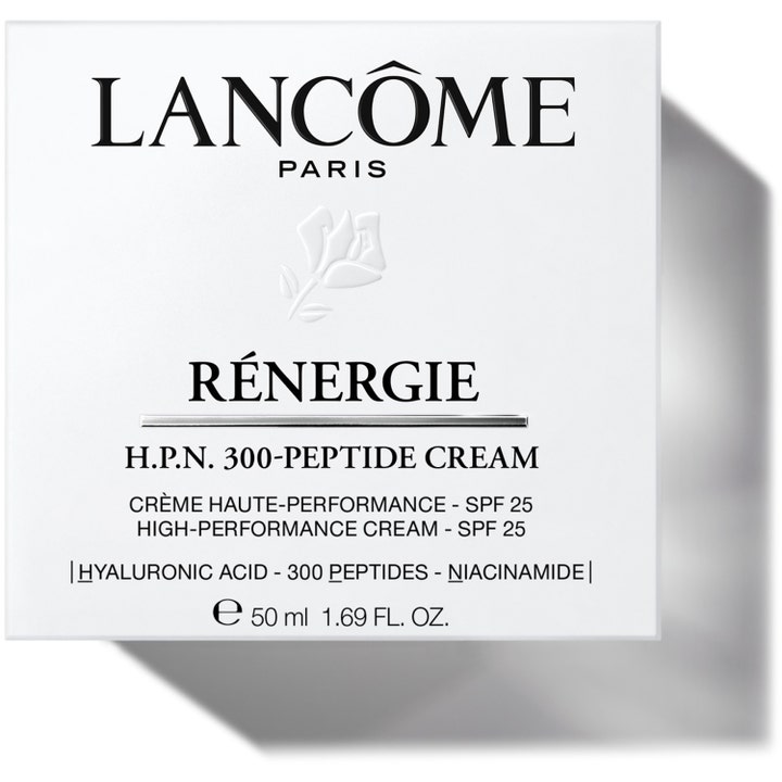 Lancôme Rénergie H.P.N. 300-Peptide Cream 50 ml är en anti-age peptidkräm i vit kartong med SPF 25 och niacinamid.
