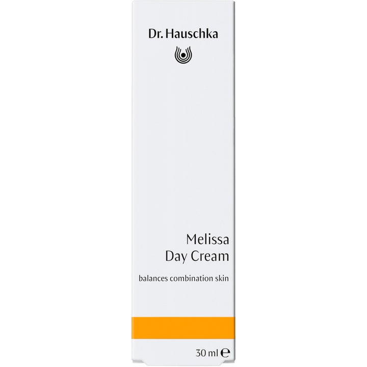 Dr. Hauschka Melissa Day Cream 30 ml ekologisk balanserade dagkräm i vit ytterförpackning med orange detalj