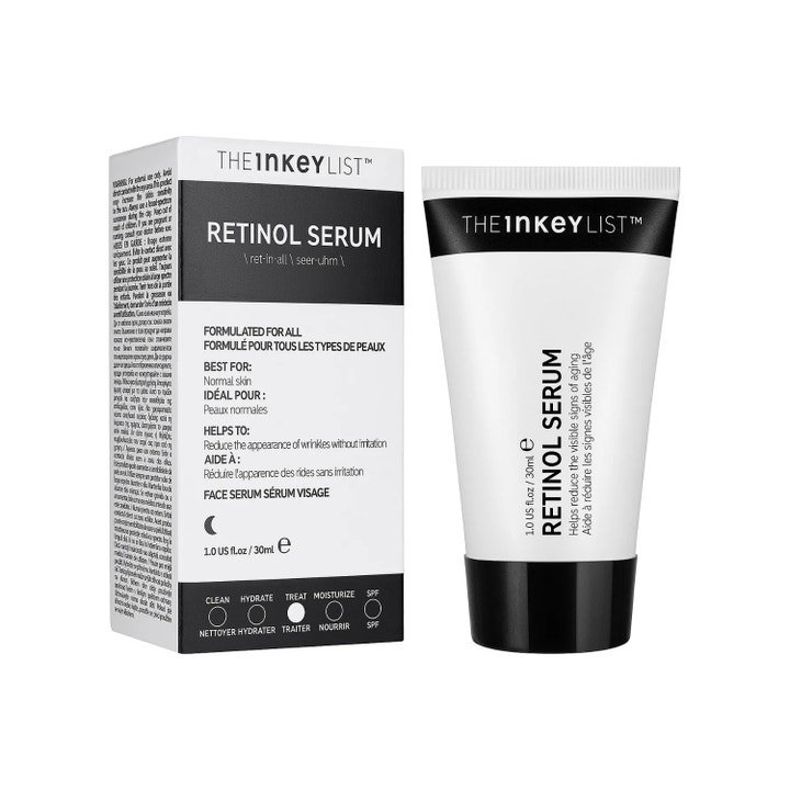 The INKEY List Retinol Serum 30 ml budget retinol serum i stilren svartvit tub som reducerar rynkor och fina linjer.