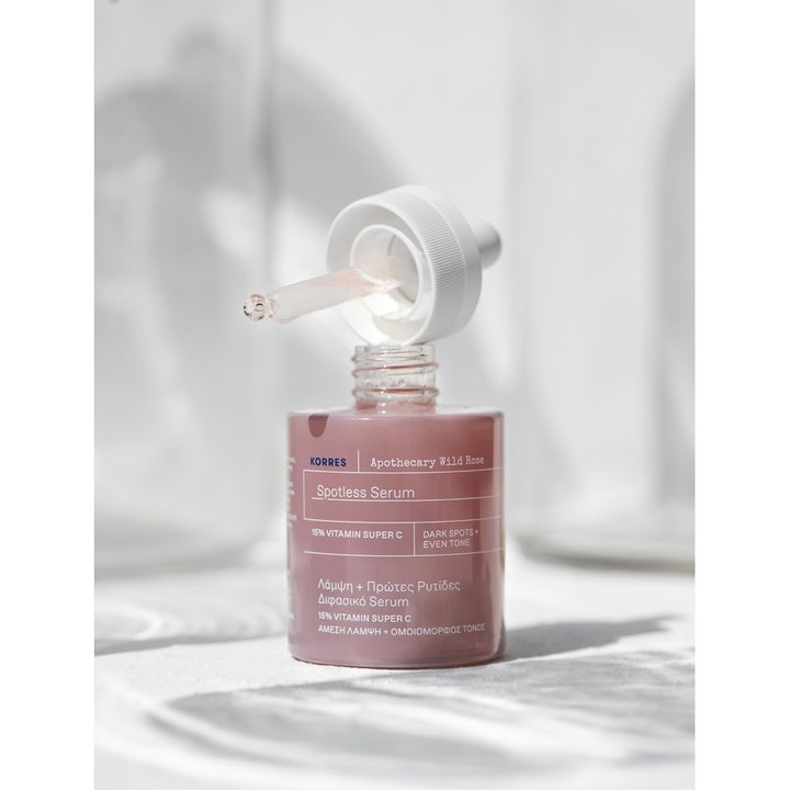 KORRES Apothecary Wild Rose Spotless Serum 30 ml högkoncentrerat vitamin c serum i glasflaska med pipett
