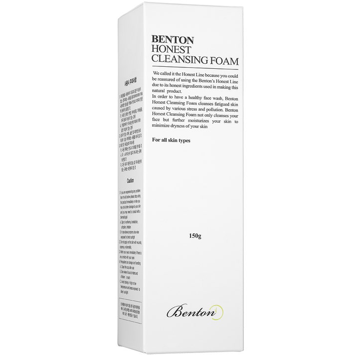 Benton Honest Cleansing Foam 150 g benton skumrengöring i vit ytterförpackning ger en daglig återfuktande ansiktstvätt