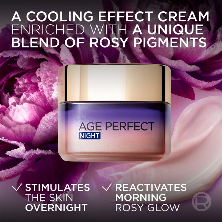 L'Oréal Paris Age Perfect Golden Age 50 ml nattkräm anti-aging med kylande effekt, rosa pigment och krämig textur.