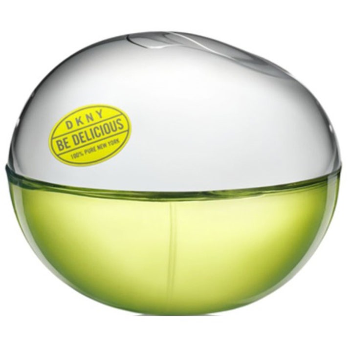 DKNY Be Delicious 50 ml Eau de Parfum äpple parfym ger fräschör i ikonisk rund flaska av silver och grönt glas