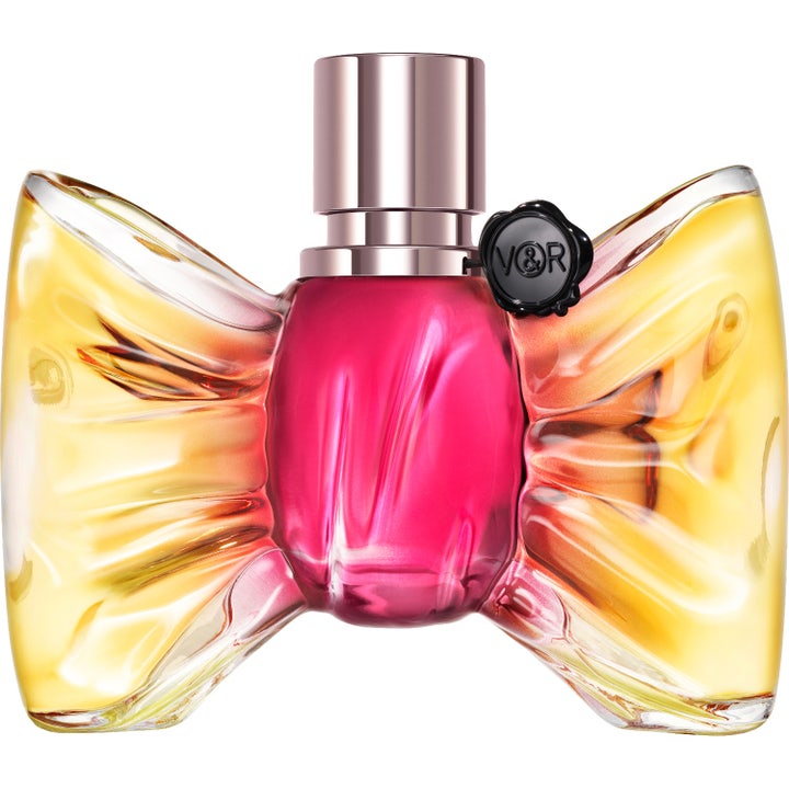Viktor & Rolf Bonbon Collection Caramel Crunch 50 ml Eau de Parfum i rosa och gul rosettformad glasflaska med silverkork