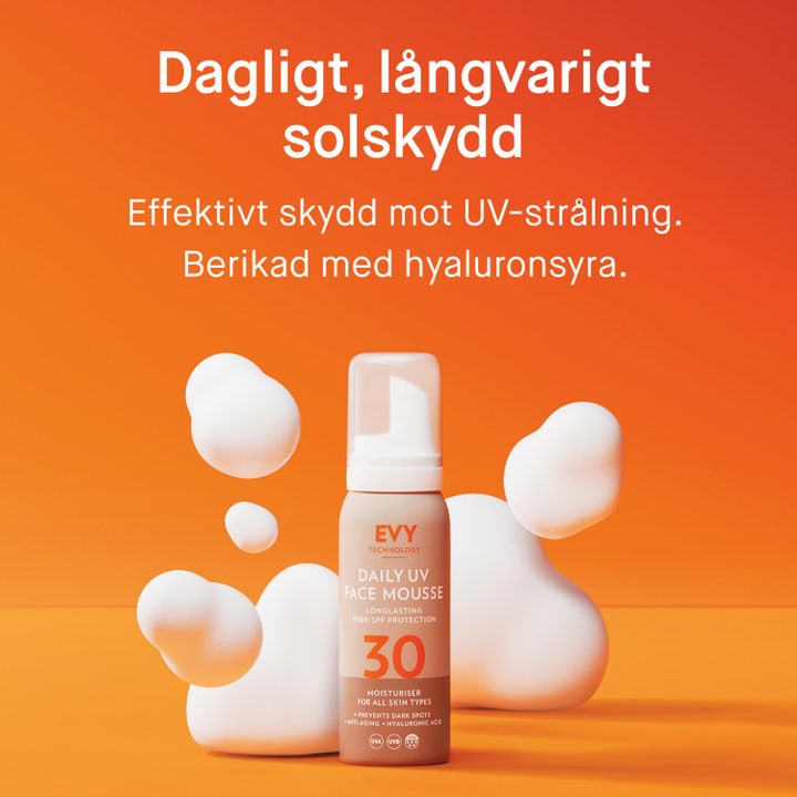 EVY Technology Daily UV Face 75 ml hyaluronsyra ansiktsmousse med SPF 30 motverkar solskador och mörka fläckar