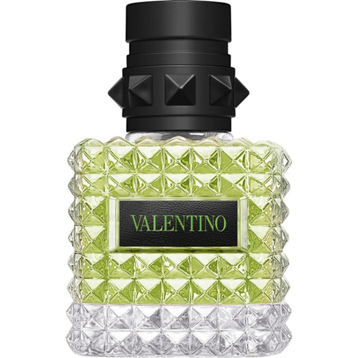 Valentino Born in Roma Donna Green Stravaganza 30 ml parfym i glasflaska med nitar och grön vätska med svart kork