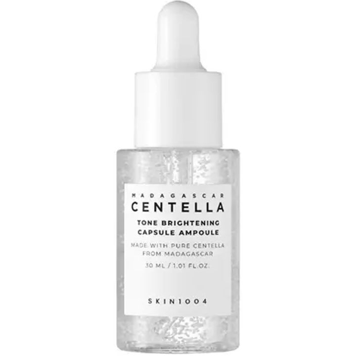 SKIN1004 Madagascar Centella Tone Brightening Capsule Ampoule 30 ml brightening ampoule med synliga kapslar i glasflaska