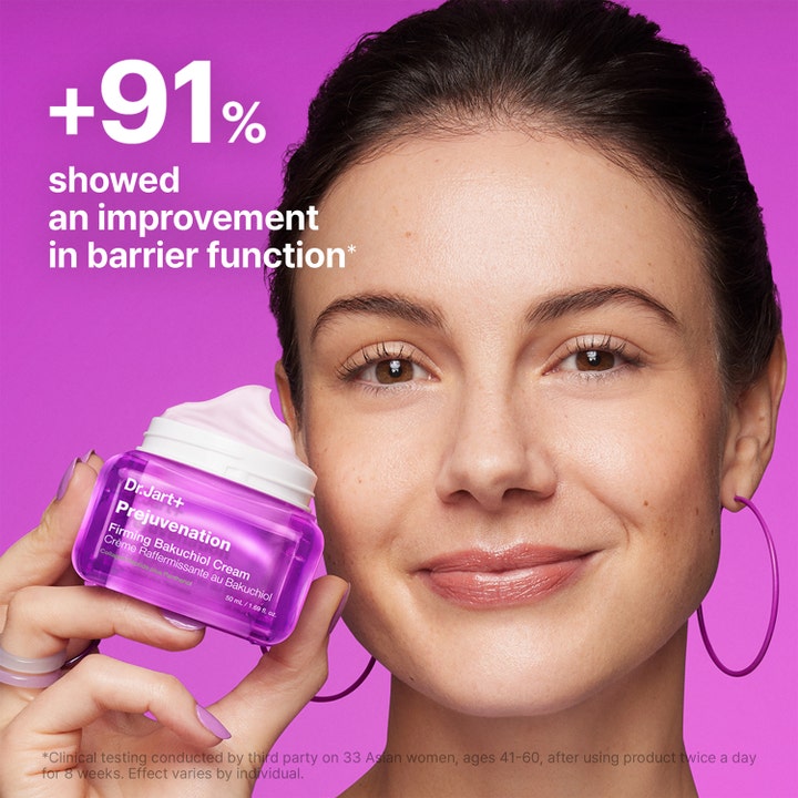 Dr.Jart+ Prejuvenation Firming Bakuchiol Cream 50 ml uppstramande kräm i lila burk som ger stärkt hudbarriär.