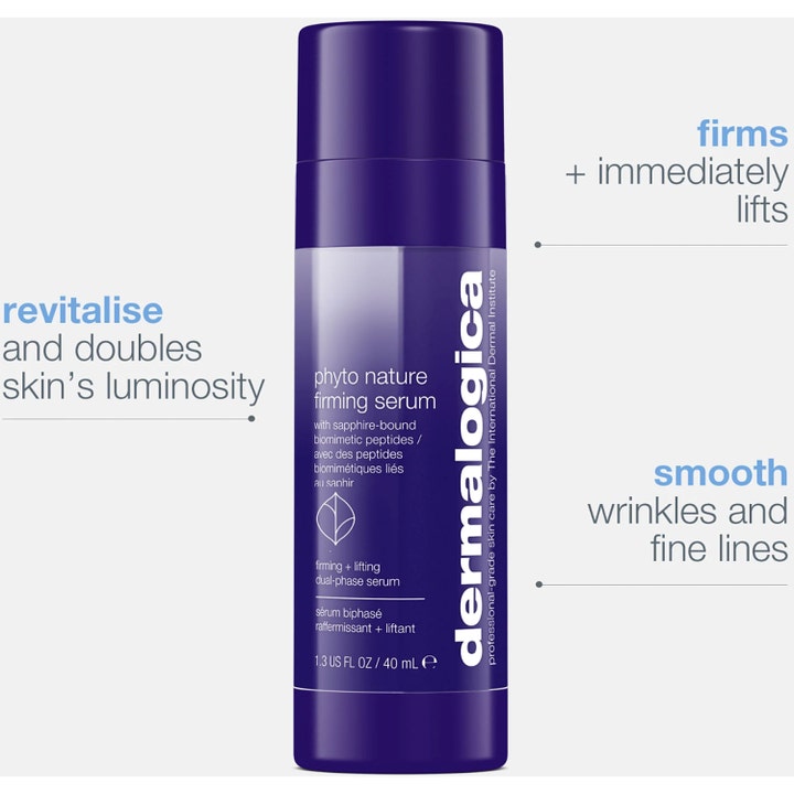 Dermalogica Phyto-Nature Firming Serum 40 ml antiaging serum biomimetiska peptider i lila flaska ger lyster och lyft.