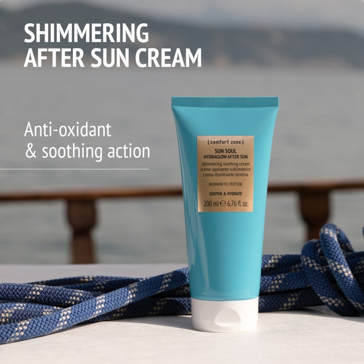 Comfort Zone Sun Soul Hydraglow Aftersun 200 ml skimrande after sun lotion med biomimetisk peptid i marin miljö