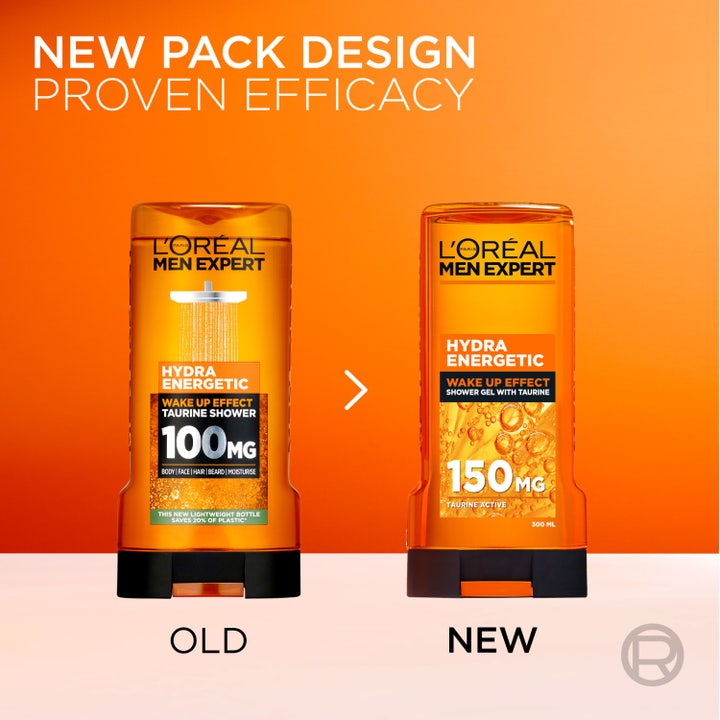 L'Oréal Paris Men Expert Shower Gel Hydra Energetic 300 ml duschtvål visar en klick genomskinlig gul geltextur.