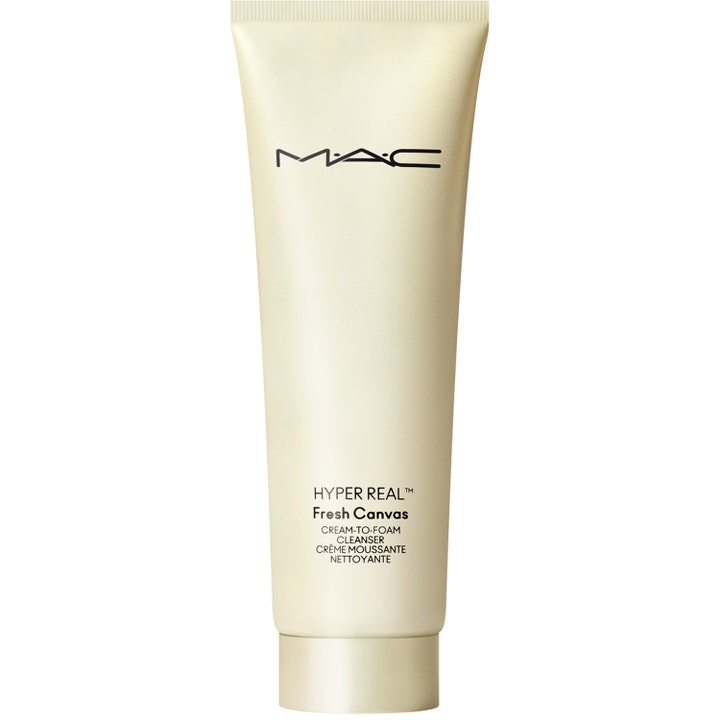 MAC Hyper Real ansiktsrengöring Fresh Canvas skumrengöring i beige tub som ger en grundlig djuprengöring ansikte MAC.