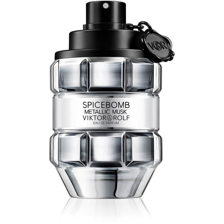 Viktor & Rolf Spicebomb Metallic Musk 90 ml mysk parfym herr i handgranatsformad flaska av silverfärgat glas
