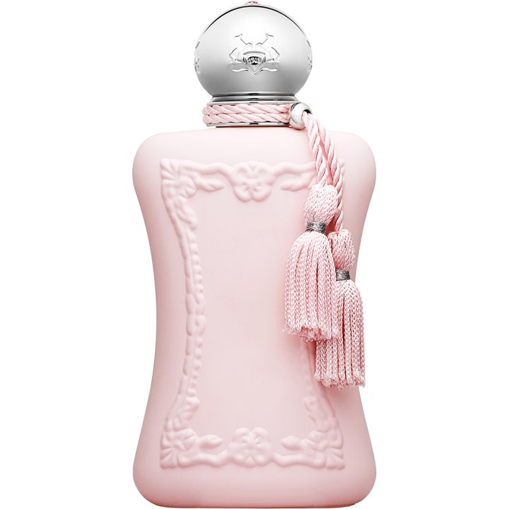 Parfums de Marly Delina Eau de Parfum 75 ml blommig niche parfym i ljusrosa flaska med silverkork och rosa tofsar