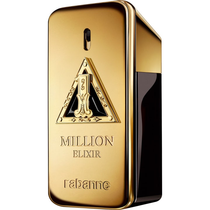 Rabanne One Million Elixir 50 ml exklusiv herrparfym i en guldfärgad flaska formad som en guldtacka med svart triangel